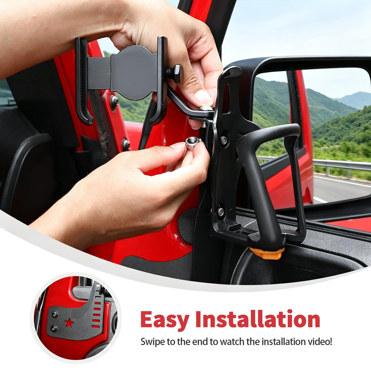 Door Cup Holder Expander Compatible with Jeep Wrangler JK JKU 2 (Pair / 07-10)