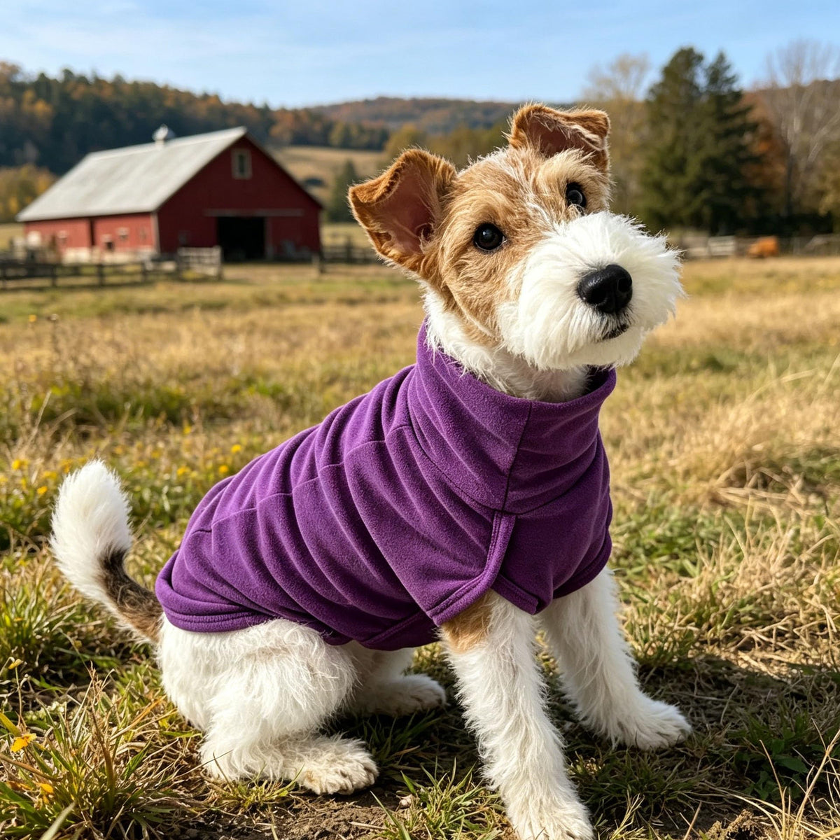 Turtleneck Dog Shirt Embroidery Soft Dog Sweatshirt Stretchy Striped Puppy Pullover (Pur SLS / Small)