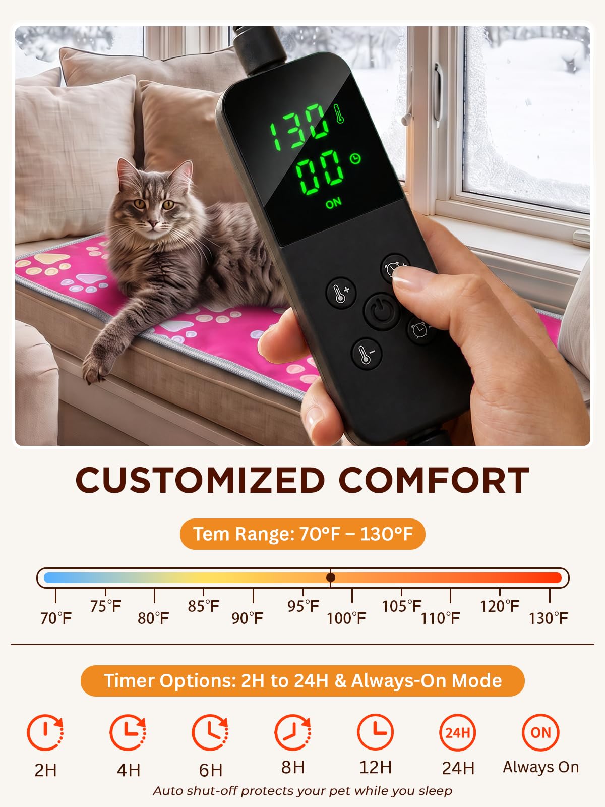 Pet Heating Pad for Cats & Dogs (18 X 18in / Pink)