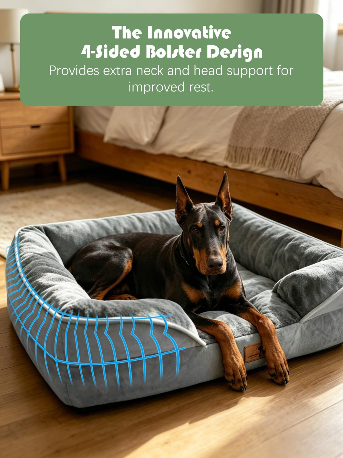 Orthopedic Dog Bed with Sides (48.0"L x 35.0"W x 8.0"Th / Grey)
