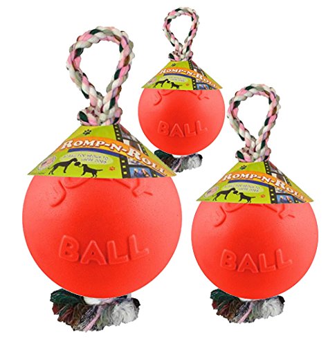 Romp-n-Roll Rope and Ball Dog Toy, 8 Inches/Large, Orange (Orange / Large (8 in))