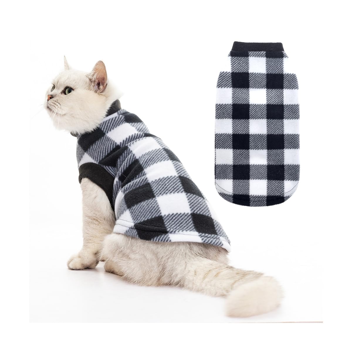 Cat Sweater Warm Fleece Pet Clothes for Cats Only (Black / Medium)