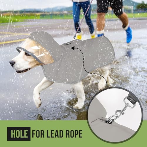 Dog Raincoat Ultra Lightweight Rain Jacket (Large / Gray)