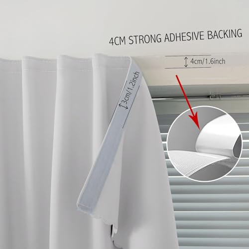Blackout Curtains for Bedroom Sticky Curtain Blackout Window Cover Self Adhesive Curtains Rod No Drillng (35"W x 71"L (Pack of 2) / Light Grey)