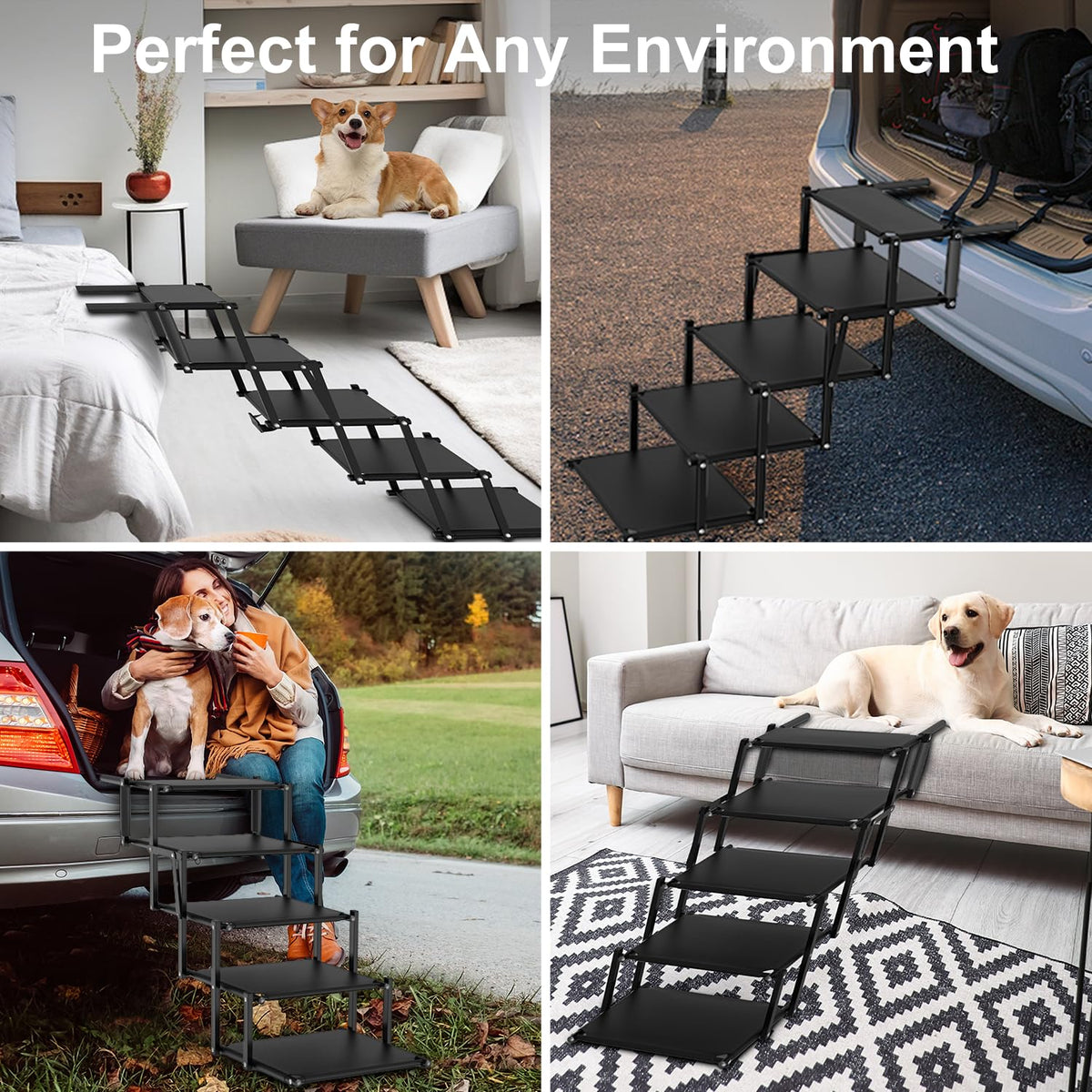 Extra Wide 20" Dog Stairs for Large Dogs (5-Steps Extra-Wide)
