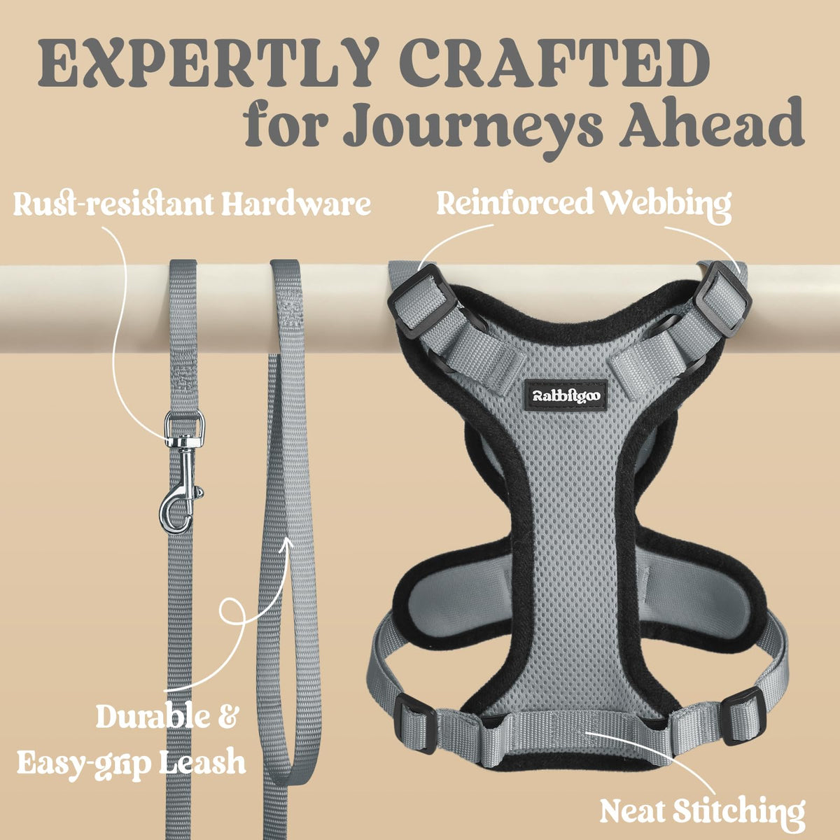 Cat Harness and Leash Set (Xs / Grey)