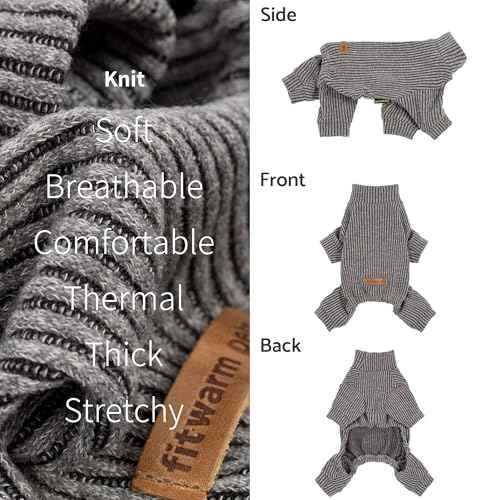 Mock Neck Knitted Dog Pajamas (X-Small / Grey)