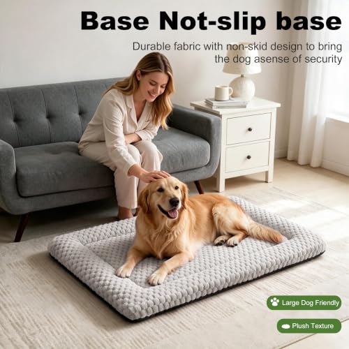 Dog Bed Mat Soft & Comfortable Dog Kennel Pad for Crate (XL(42"*28"*1.5") / Light Gray-1pc)