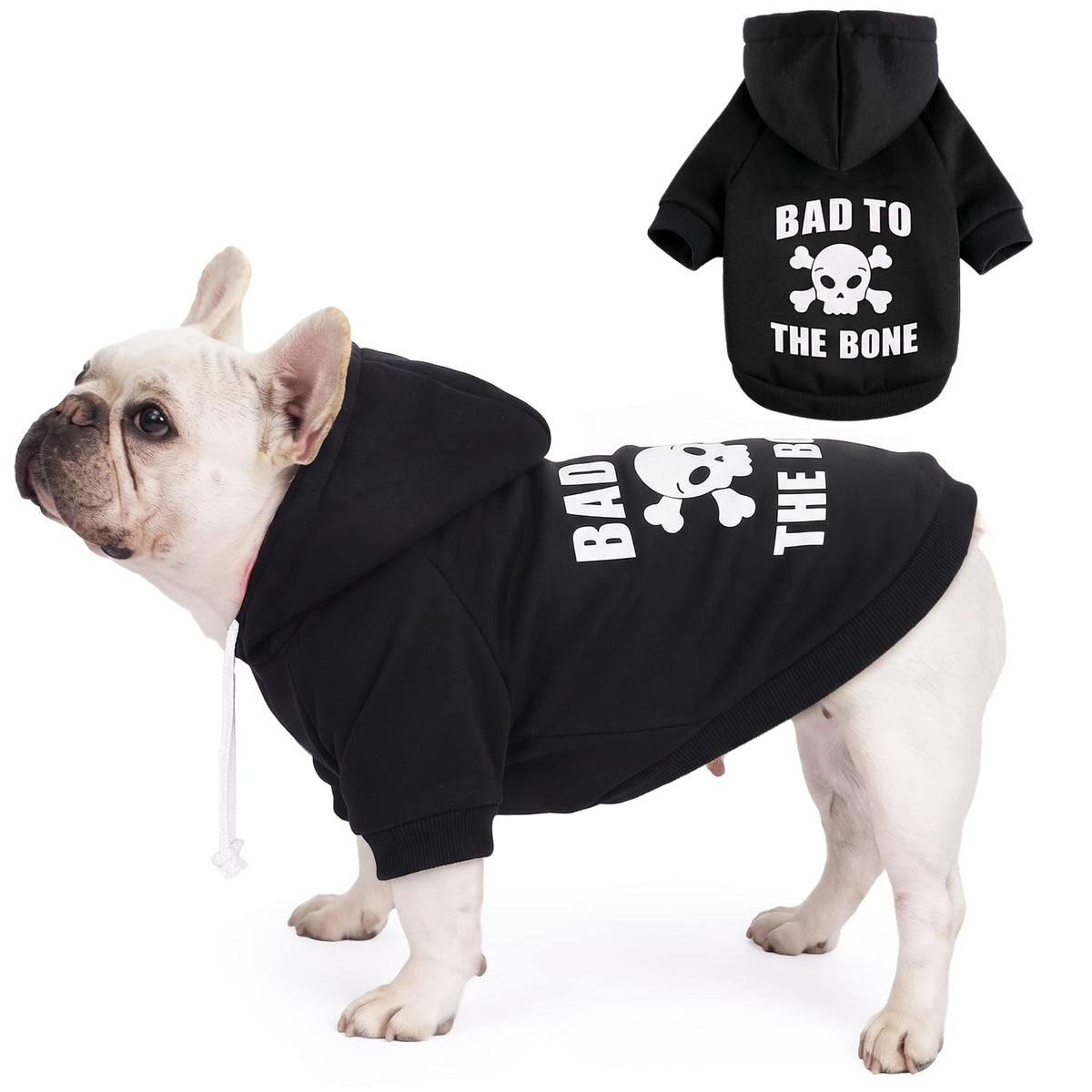Dog Basic Hoodie Soft Dog Clothes Cold Weather Sweaters for Medium Large Dogs Cozy Fabric Warm Sweatshirt with Leash Hole for Boys (Skull / L (Back: 20.47",Chest: 28.35",20-35lbs))