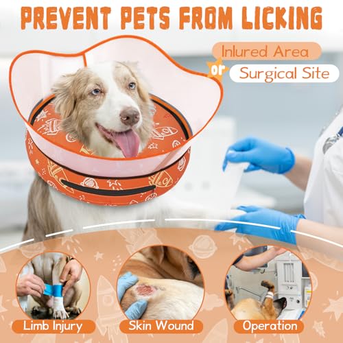 Elevated Inflatable Dog Cone Collar to Stop Licking (Orange / M(Neck 9"-12.5"))