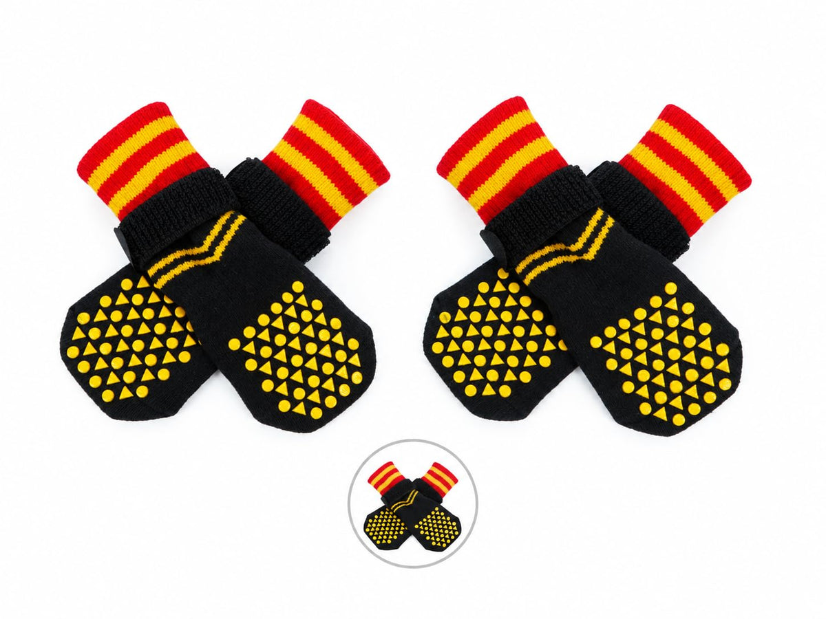 2 Pairs Anti Slip Dog Socks with Grips (Xs(paw width: 1.57") / Black)