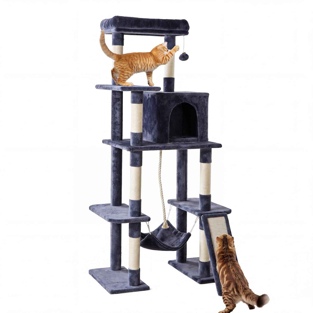 63 Inch Cat Tree Tower with Sisal Scratching Post (Dark Grey / 63 Inches)