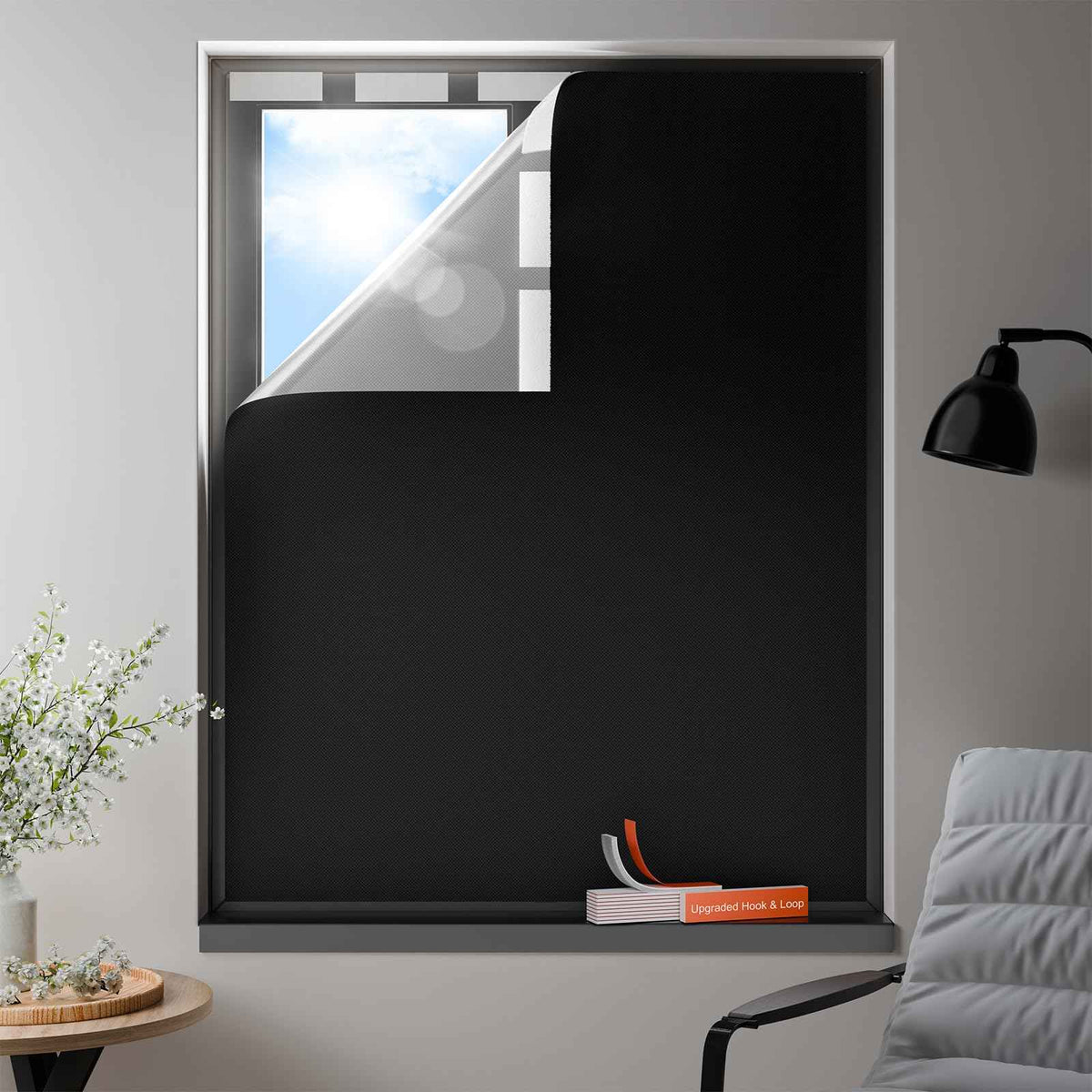 100% Blackout Curtains (Black / 17"W x 48"H)