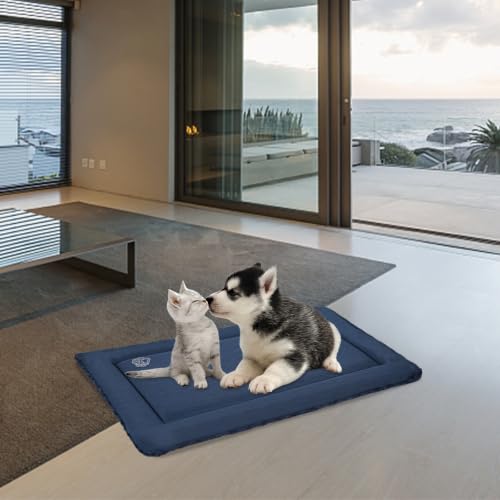 Dog Crate Pad for 24"x18" Dog Crate (Navy / S (24"x16.1"x1.1"）)