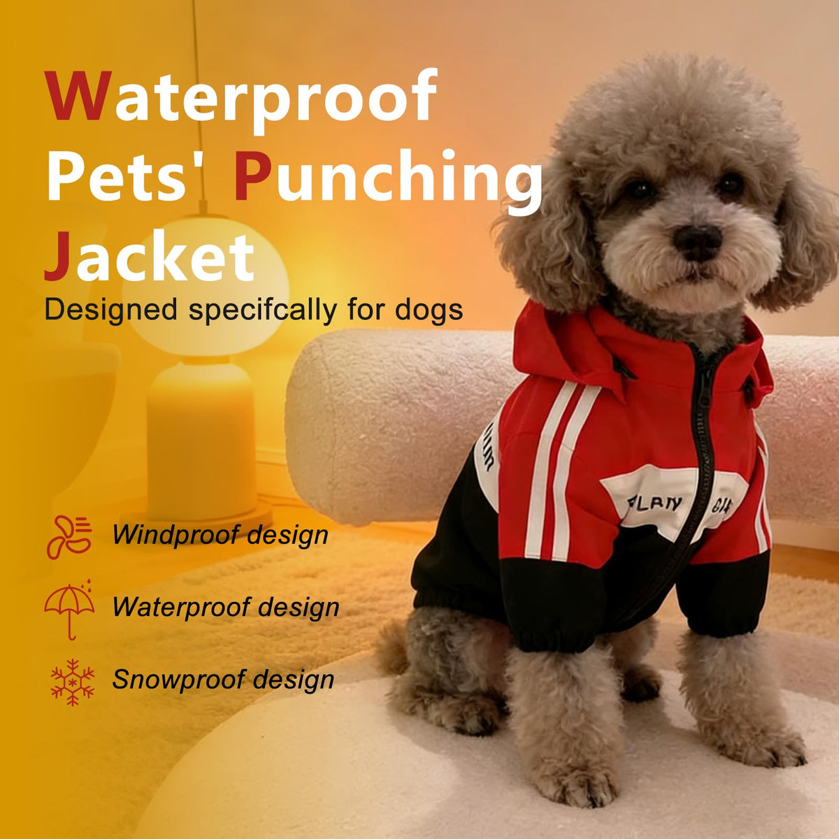 Dog Raincoat Waterproof Dog Rain Jacket with Detachable Hood (Red / Small (5-7Ibs))