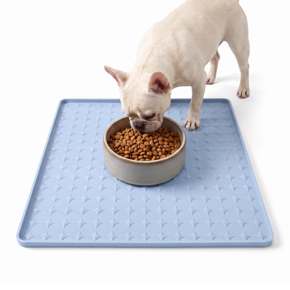 16 x 16 in Small Silicone Pet Food Mat for Dog & Cat Bowls Blue (Blue / 16"L x 16"W)