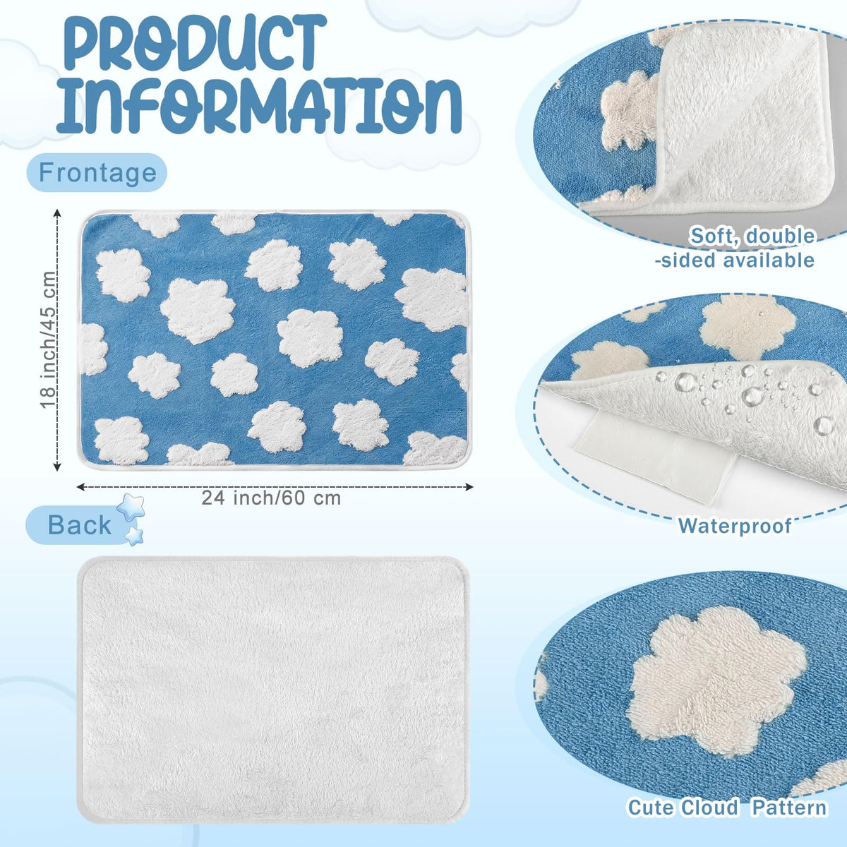 2 Pcs Self Warming Cat Bed Heating Dog Pad Mat (24x18)