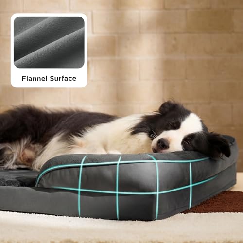 Orthopedic Dog Beds Large Sized Dog Washable Original Design (Dark Grey / 38"l X 28"w X 6.5"th)