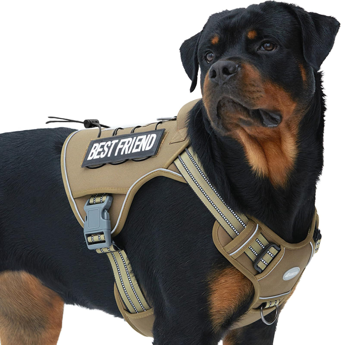 Tactical Dog Harness for Large Dogs (Army yellow / XL(Neck:20-31",Chest:26-42"),75-135 lbs)