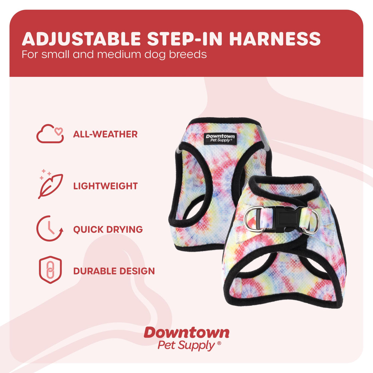 Step in Dog Harness (Small / Tie Dye Traditional)