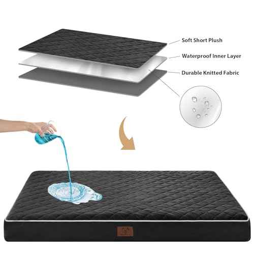 Orthopedic Waterproof Large Dog Bed for Crate Cozy Sleep (black / 35"L x 22"W x 3"Th)