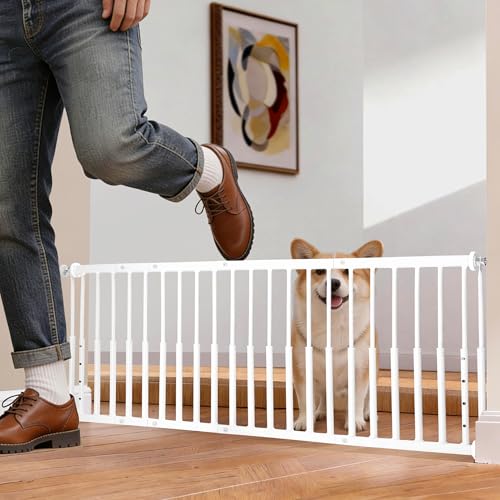 14'' 19.5'' Height Adjustable Dog Gate (White / 14''-19.5''H × 18''-53''W)