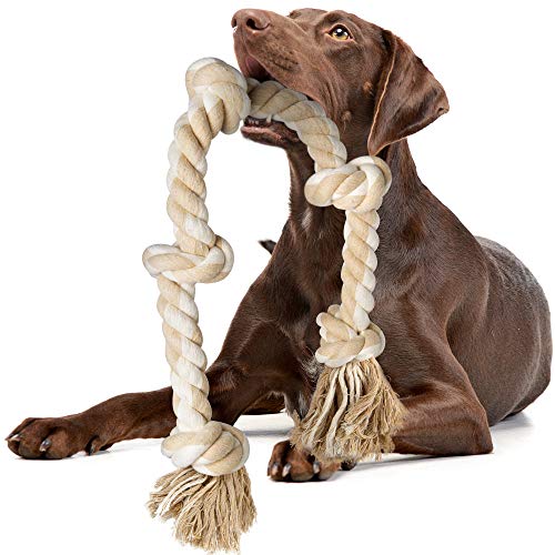 Dog Rope Toys for Aggressive Chewers (White-5 knots / Large)