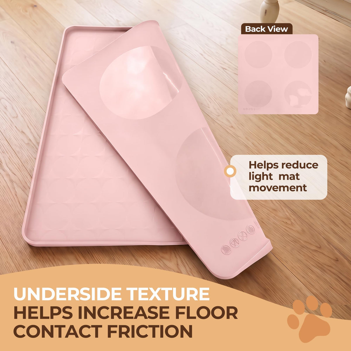 16 x 16 in Small Silicone Pet Food Mat for Dog & Cat Bowls Pink (Pink / 16"L x 16"W)
