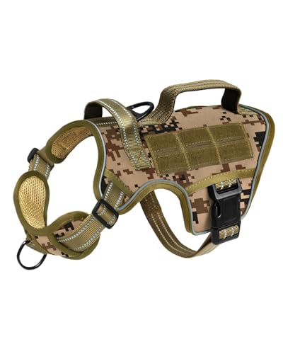 Dog Harness Tactical No Pull for Small Sized Dog with Handle (Desert Camo / S(Neck:16-22",Chest:20-28"),18-35 lbs)