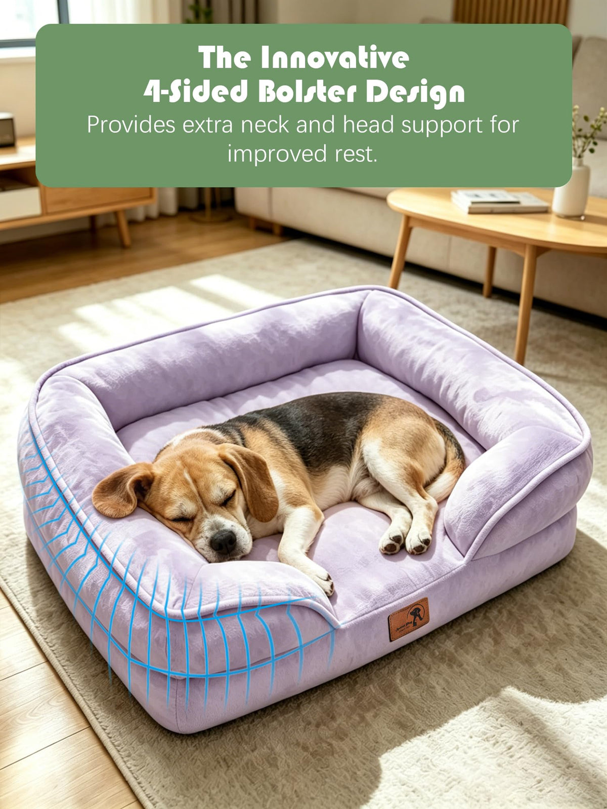 Orthopedic Dog Bed with Sides (28.0"L x 23.0"W x 6.5"Th / Purple)