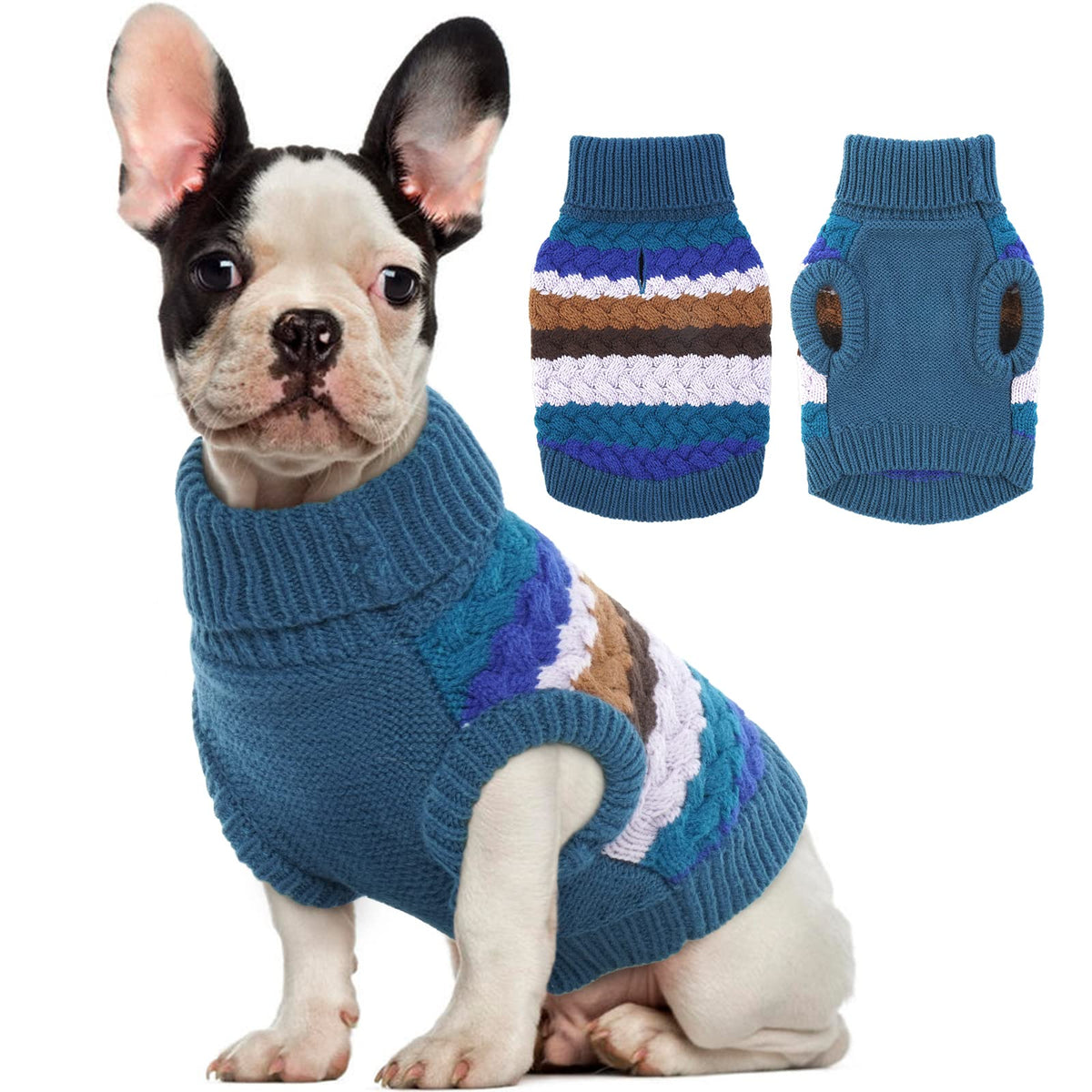 Dog Sweater Thermal Dog Sweaters for Medium Dogs Girl Boy (Medium (Chest: 15.7''; Weight: 9 - 13LB) / Blue)