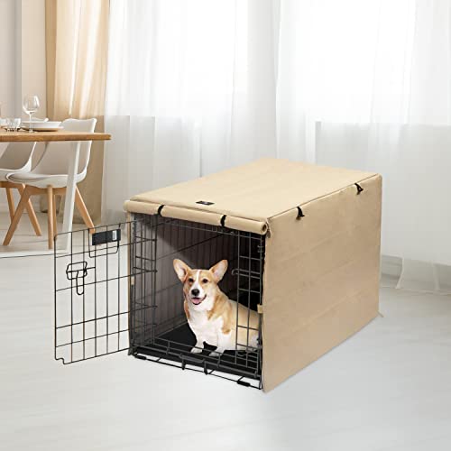 Dog Crate Cover Waterproof Kennel Cover (30.0"L x 19.0"W x 21.0"H / Beige)