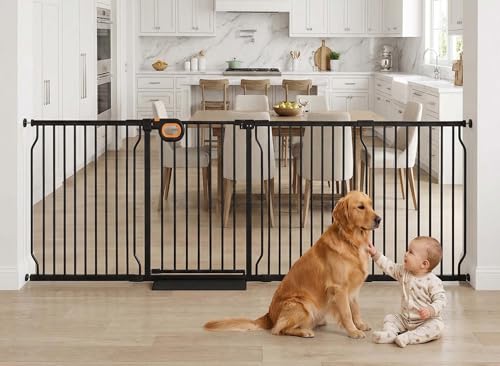 100 105 Inch Extra Wide Baby Gate for Stairs Doorways (Black / 100-104.7inch)