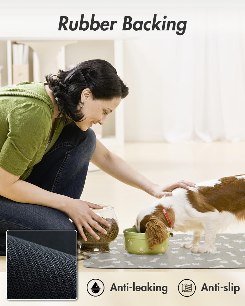 Absorbent Pet Feeding Mat (MP-GREY / 12"x19")