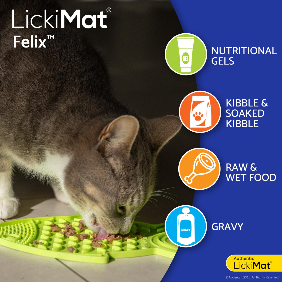 Felix, Fish-Shaped Cat Slow Feeders Lick Mat, Boredom Anxiety Reducer; Perfect for Food, Treats, Yogurt, or Peanut Butter. Fun Alternative to a Slow Feed Cat Bowl or Dish, Green (Green)