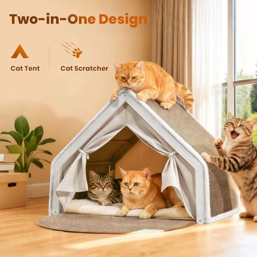 Cat Houses for Indoor Cats (19.7*15.7*15.7"/Sharp Roof (M))