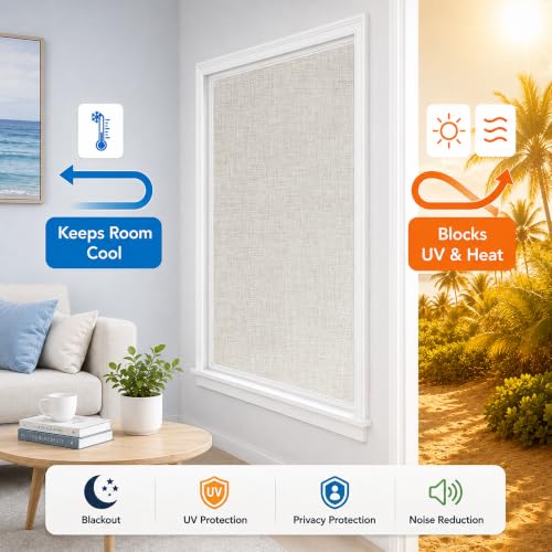 Portable Blackout Curtains (Light Beige / 52"W x 72"H)