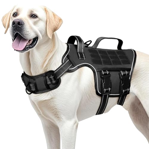 Dog Harness for Large Dogs (Black / L(Neck:18-24",Chest:25-36"),45-80 lbs)