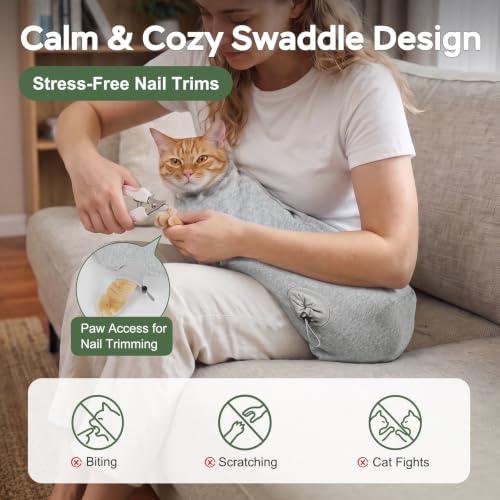 Cat Wrap for Cutting Nails (S(5-10lbs) / Grey)