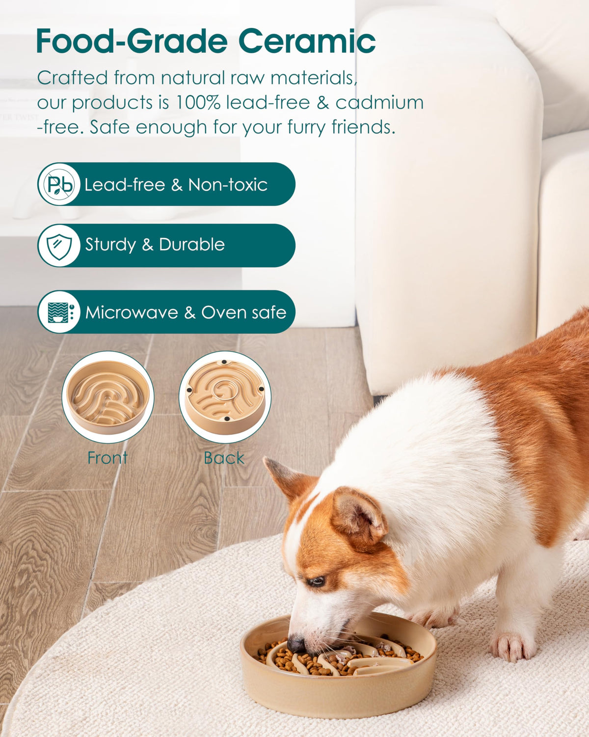 Slow Feeder Dog Bowl (Brown / 1.5 Cups)