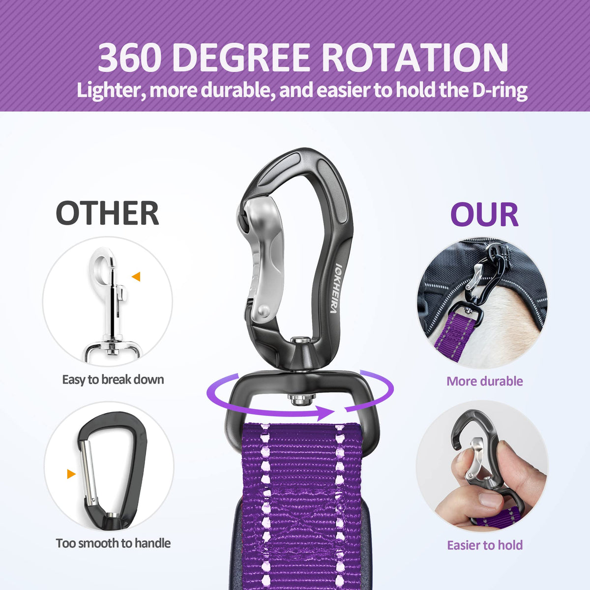 Multifunctional Dog Leash for Large and Medium Dogs (Purple)