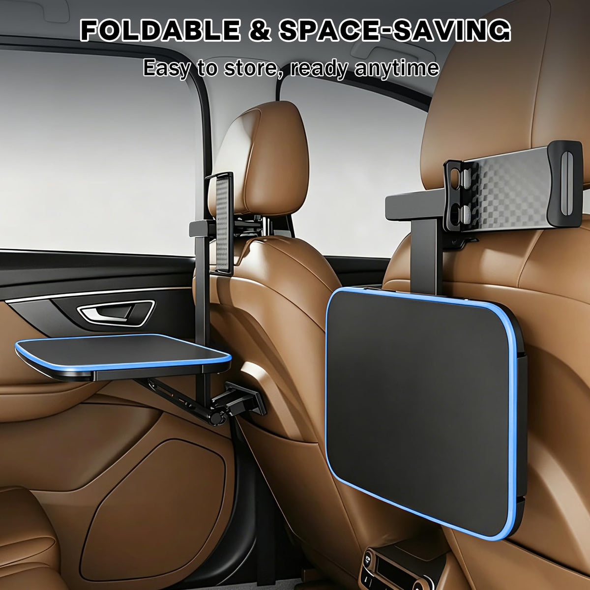 Large Car Tray Table for Back Seat with Adjustable Height (Blue)