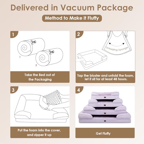 Orthopedic XXL Dog Bed (Lilac / 46.0"l X 35.0"w X 7.5"th)