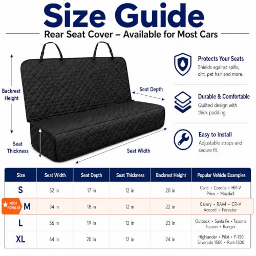 Back Seat Cover for Dogs (Full Bench / Medium (54" W))