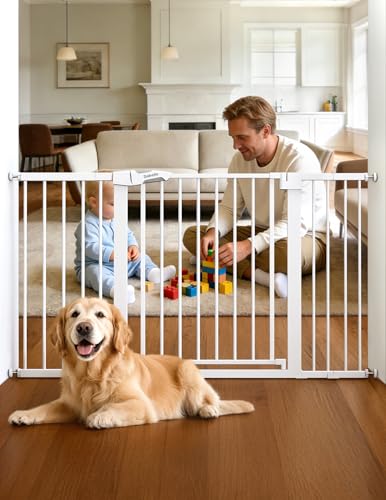 29 55" Extra Wide Baby Gate with Door (White / 30" Tall, 29-55" Wide)