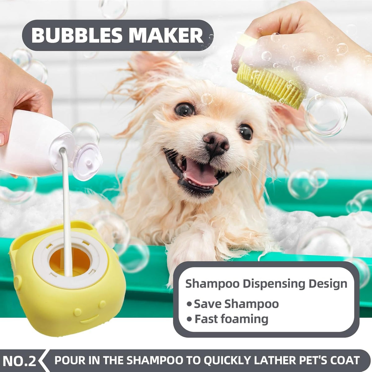 6-in-1 Grey Pet Grooming Kit: Hair Brush, Towel, Washing Gloves, Slicker Brush, and Shampoo Scrubber for Dogs and Cats (6-Bath-Grey)