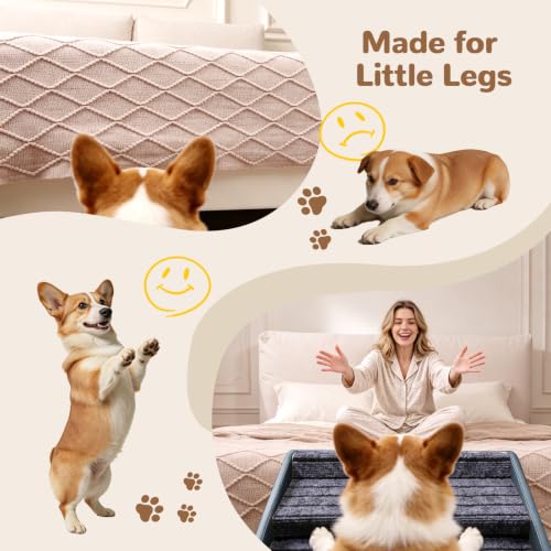 Pet Stairs for beds Foldable Dog Steps for high beds (Slate Blue / XXL(21.06”H))