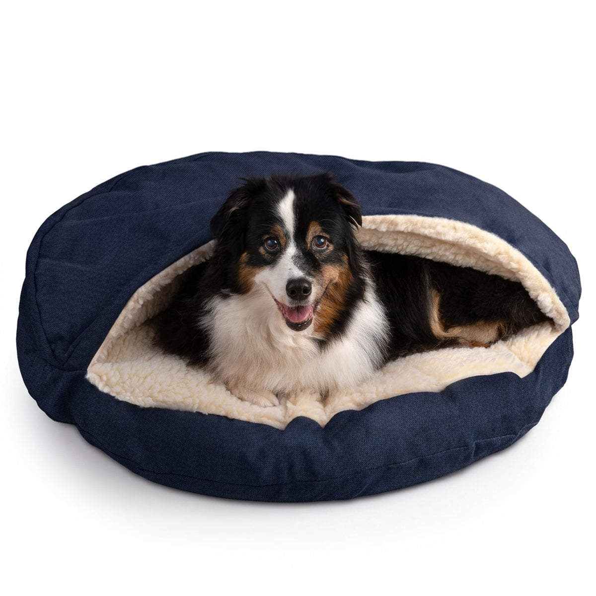 Cozy Cave Dog Bed (35.0"L x 35.0"W x 8.0"Th / Navy)