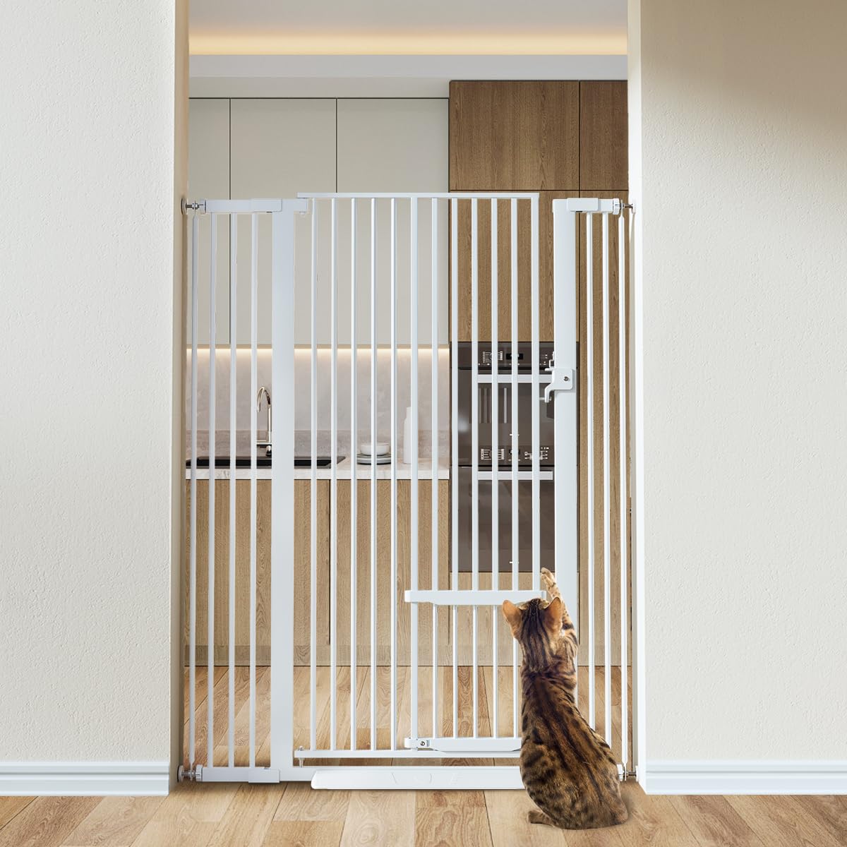 55.1" Extra Tall Pet Gate (White / 55.1"Tall 40.6"Wide)