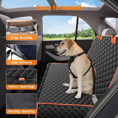 Dog Car Seat Cover for Back Seat (Black / 61"W x 55"L)
